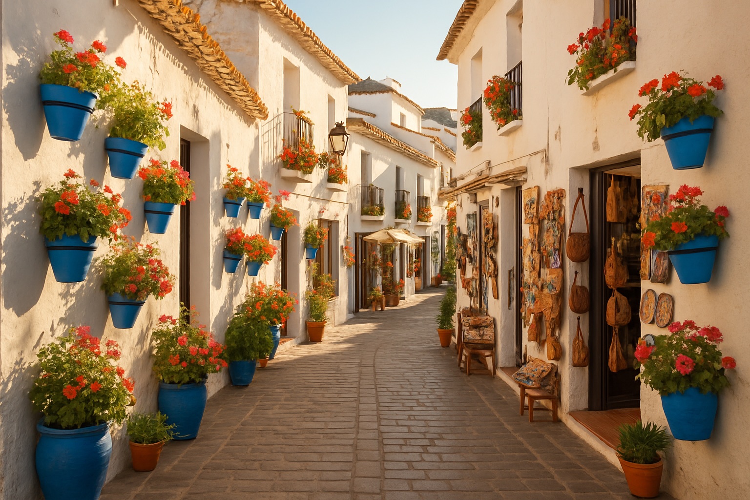Weiße Gassen und Aussichtsterrasse in Mijas Pueblo mit Blick über die Costa del Sol und das Mittelmeer